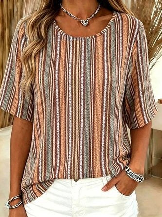 Loose T-shirt women's crew neck top m303073-4