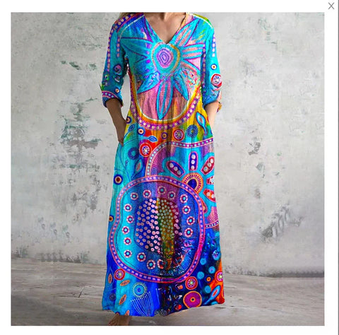 3D print summer urban casual loose dress women m301037