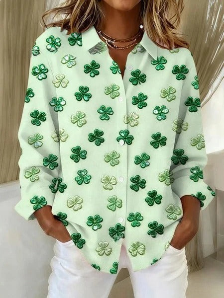 Short sleeve lapel print blouse m302889