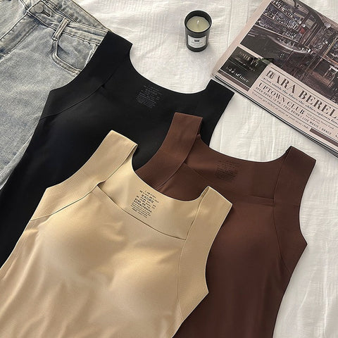 New Bose Muscle Bottom Shirt Solid Color No-Wear Bra Machine Washable Semi-Fixed Cup Bottom Vest Top m302823