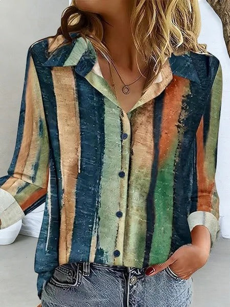 Short sleeve lapel print blouse m302889