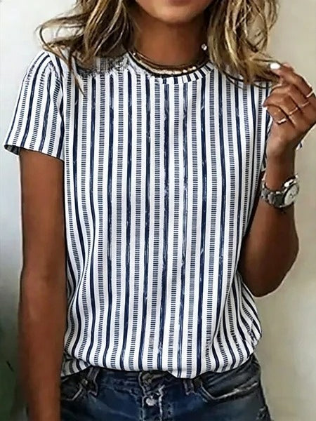 Loose T-shirt women's crew neck top m303073-4