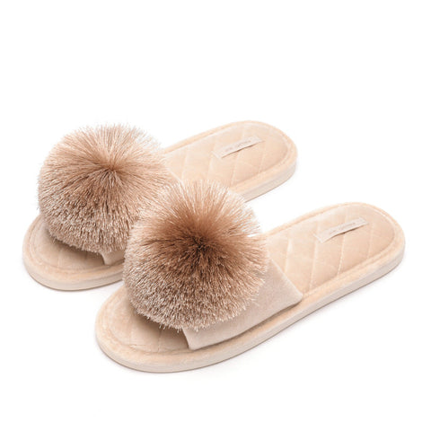 Fish mouth tassel ball waterproof and anti slip slippers m1915010418