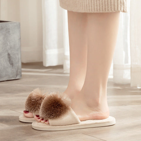 Fish mouth tassel ball waterproof and anti slip slippers m1915010418
