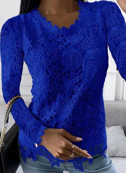 Stripe Round Neckline Long Sleeve Blouses m161512102 (5829163)