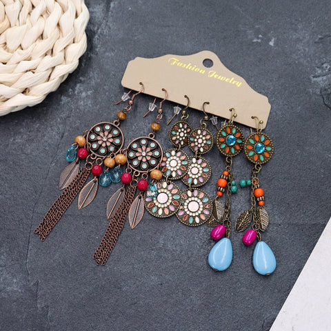 Bohemian ethnic style long earrings m1915010447