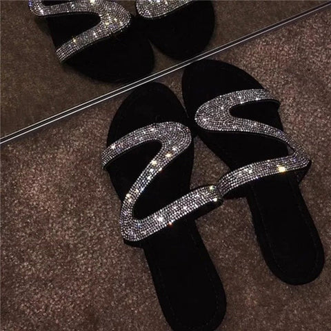 Diamond sandals summer flat bottomed casual open toe Roman women's slippers m1915010640